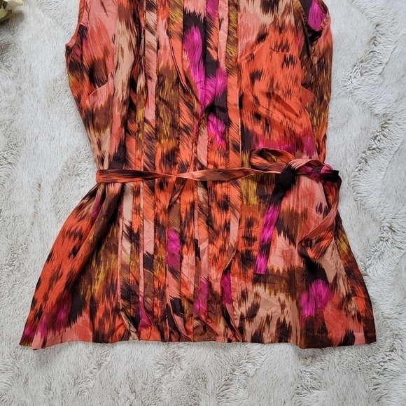 J Crew 100% Silk Pleated Sleeveless Tie Waist Blouse Size 2 - Picture 3 of 12